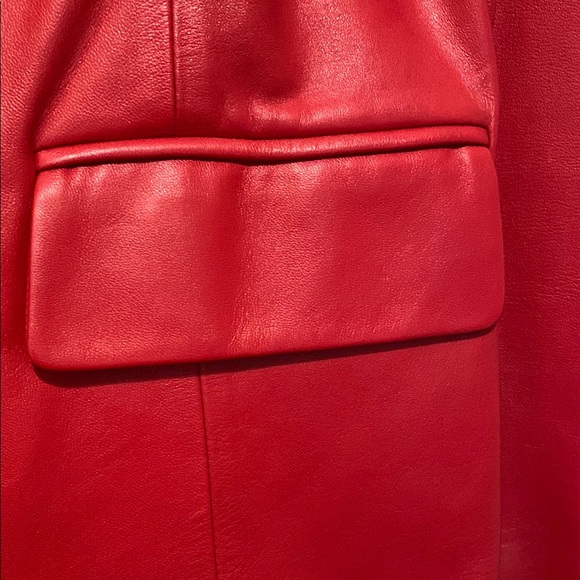DKNY Women's Red Leather Jacket - Picture 3 of 6